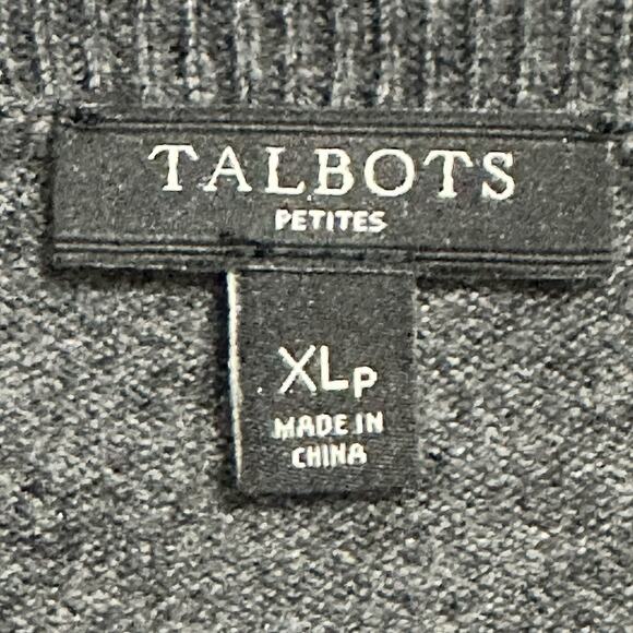 Talbots Sweater Women Gray Buttons Wool Nylon Blend Size XL P Pullover - Picture 2 of 6